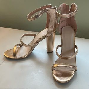 Rose gold strappy heels